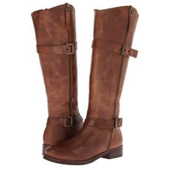 MATISSE Anthropologie 6.5 WIDE CALF Leather Militia Tall Riding Boot Distressed - Picture 1 of 16